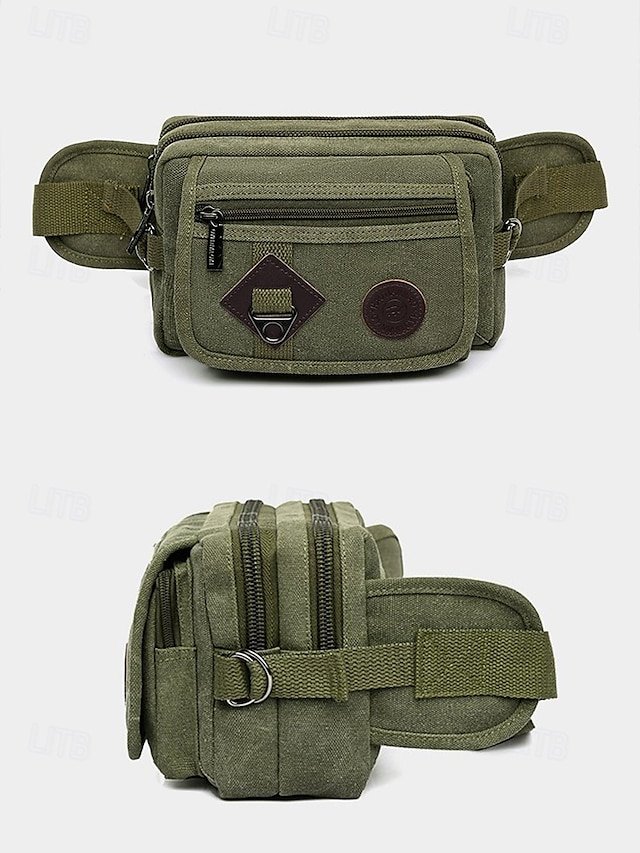 Men’s Durable Canvas Crossbody Bag with Multiple Pockets - Image 3
