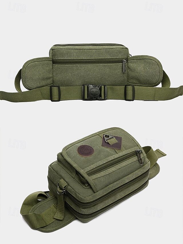 Men’s Durable Canvas Crossbody Bag with Multiple Pockets - Image 4