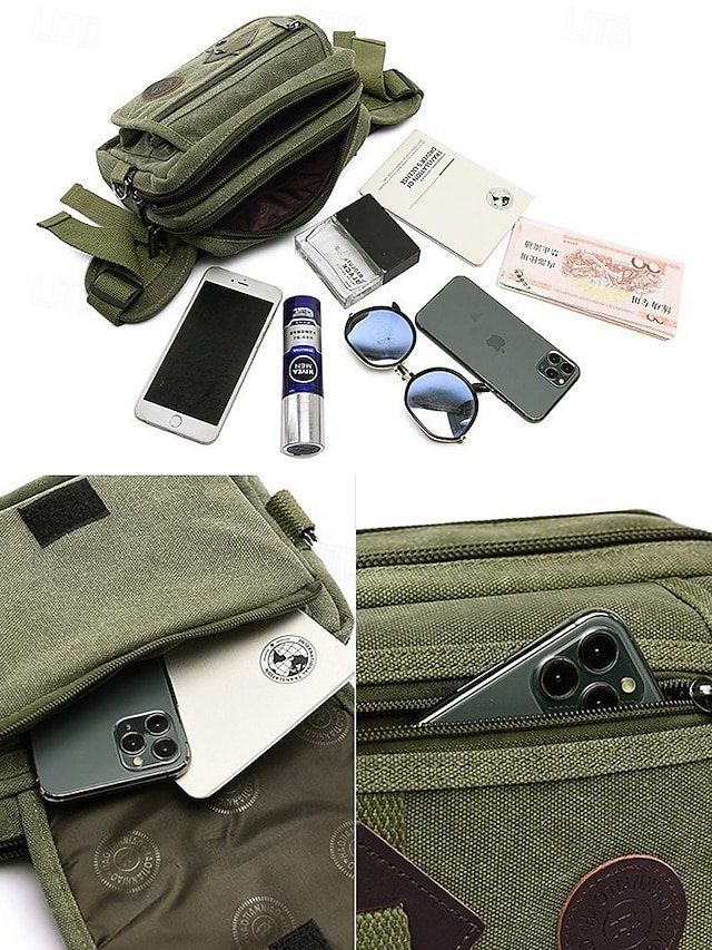 Men’s Durable Canvas Crossbody Bag with Multiple Pockets - Image 5