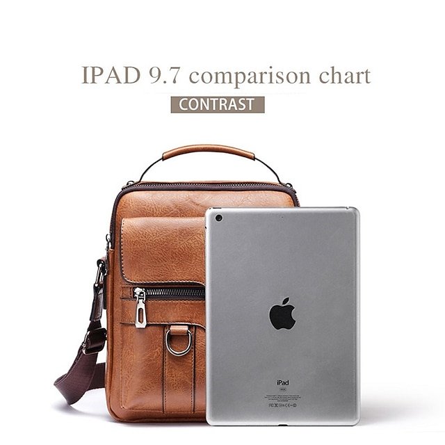 Men’s Faux Leather Crossbody Messenger Bag - Image 5