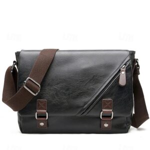 Men’s Faux Leather Messenger Bag