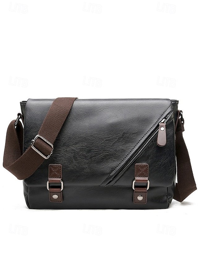 Men’s Faux Leather Messenger Bag