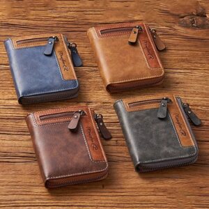 Men’s Faux Leather Wallet with Zipper