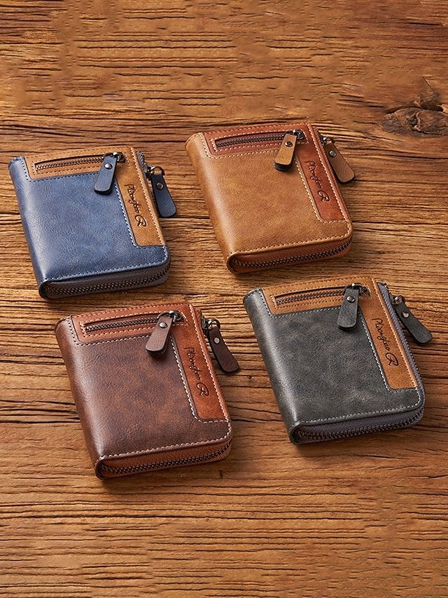 Men’s Faux Leather Wallet with Zipper