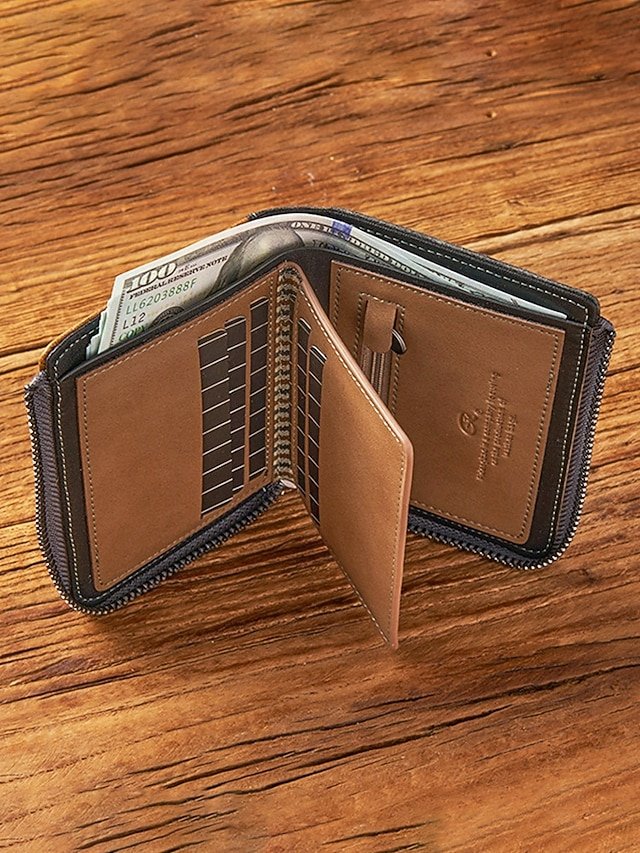 Men’s Faux Leather Wallet with Zipper - Image 4