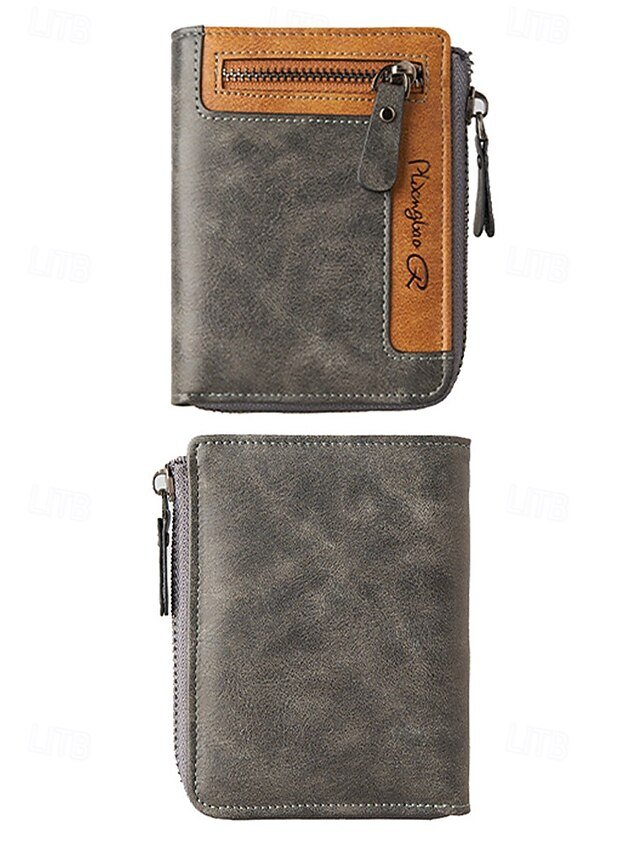 Men’s Faux Leather Wallet with Zipper - Image 7