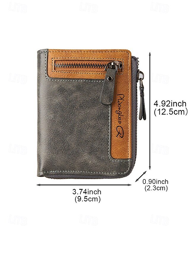 Men’s Faux Leather Wallet with Zipper - Image 8
