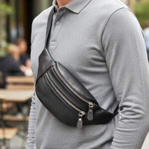 Alternative view of Men’s Genuine Leather Fanny Pack with Zipper