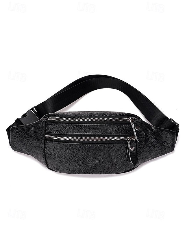 Men’s Genuine Leather Fanny Pack with Zipper - Image 6