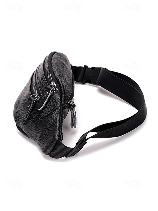 Men’s Genuine Leather Fanny Pack with Zipper - Image 7