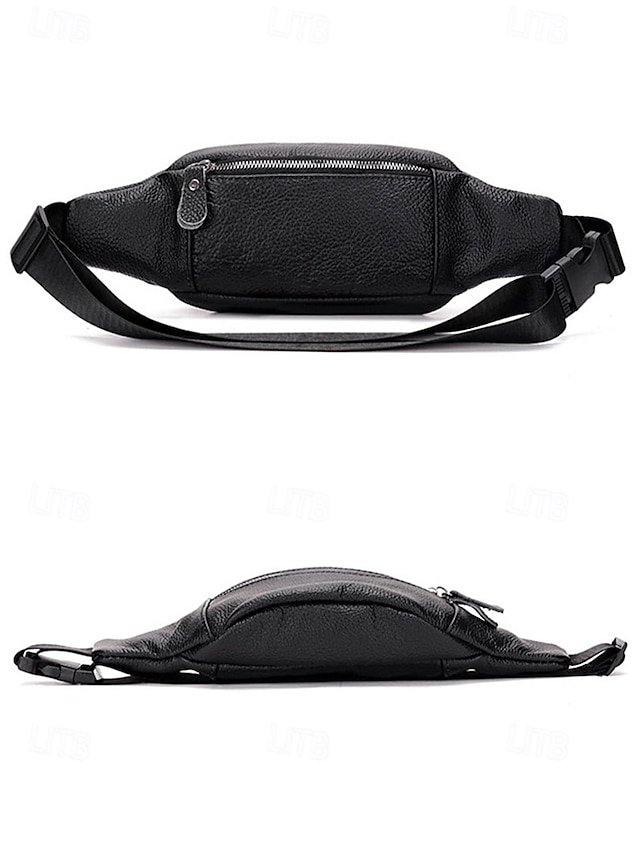 Men’s Genuine Leather Fanny Pack with Zipper - Image 8