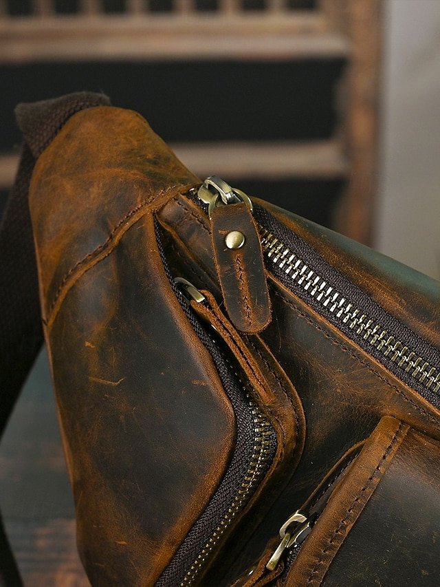 Men’s Lightweight Genuine Leather Fanny Pack - Image 6
