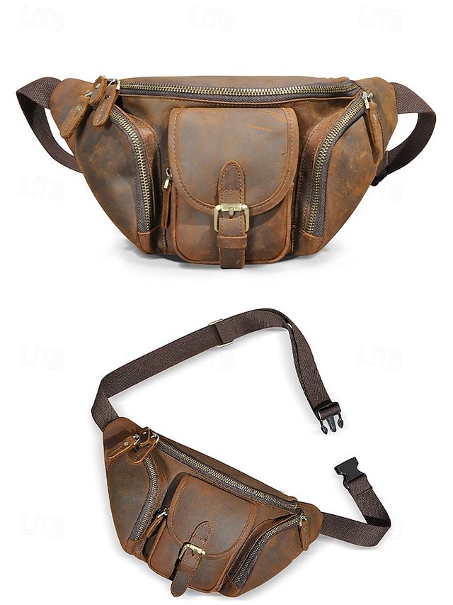 Men’s Lightweight Genuine Leather Fanny Pack - Image 7