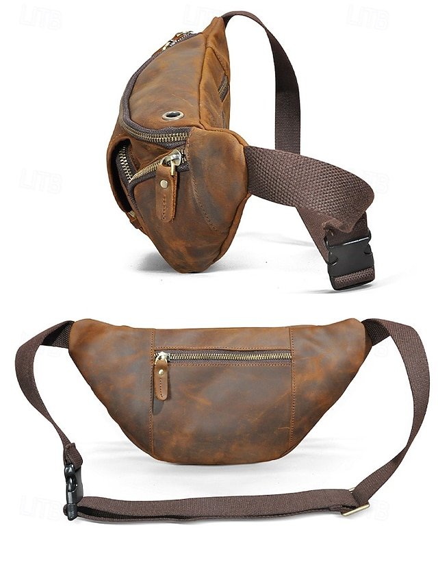 Men’s Lightweight Genuine Leather Fanny Pack - Image 8