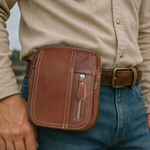 Alternative view of Men’s Genuine Leather Messenger Bag with Zipper Pocket
