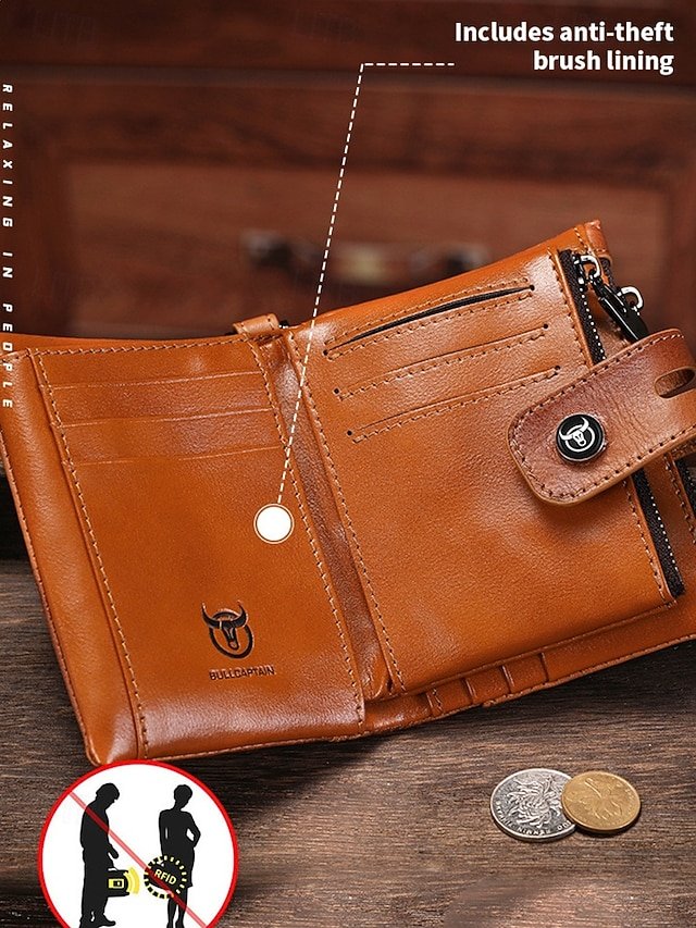 Men’s Genuine Leather RFID Blocking Wallet with Chain - Image 3