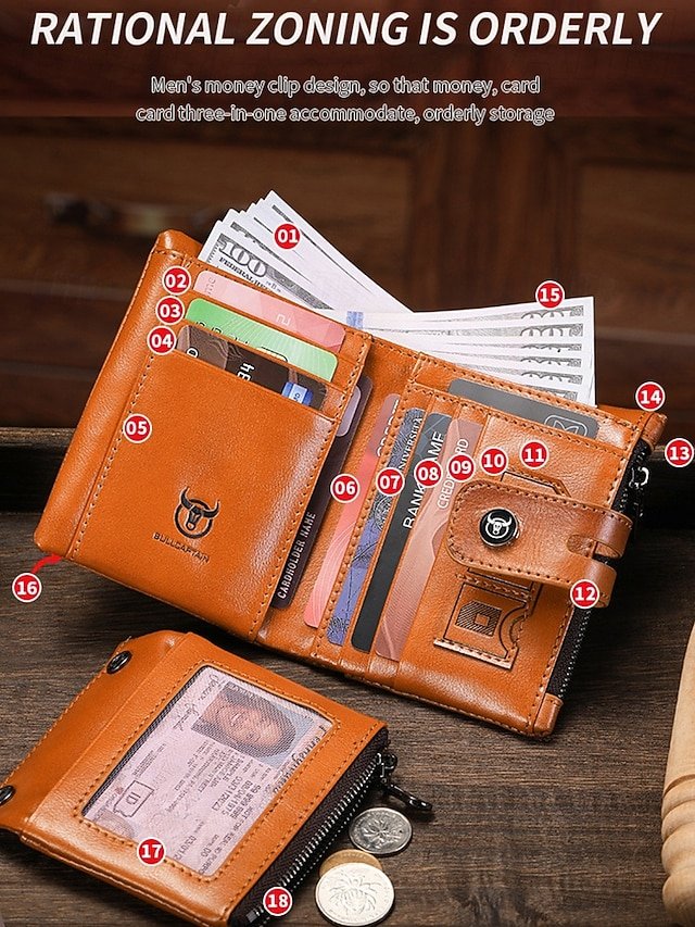 Men’s Genuine Leather RFID Blocking Wallet with Chain - Image 4