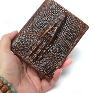 Men’s Genuine Leather Wallet with Crocodile Head Design