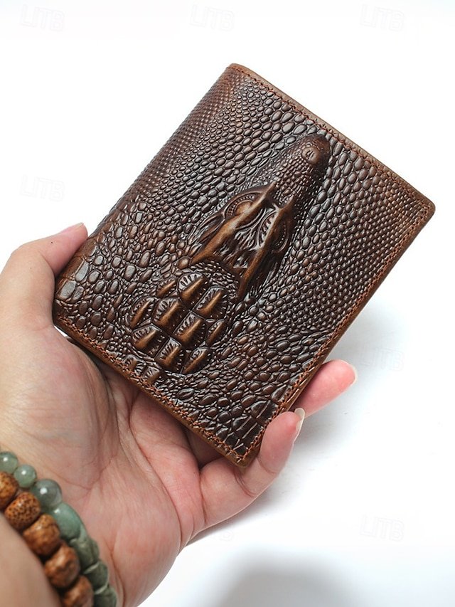 Men’s Genuine Leather Wallet with Crocodile Head Design