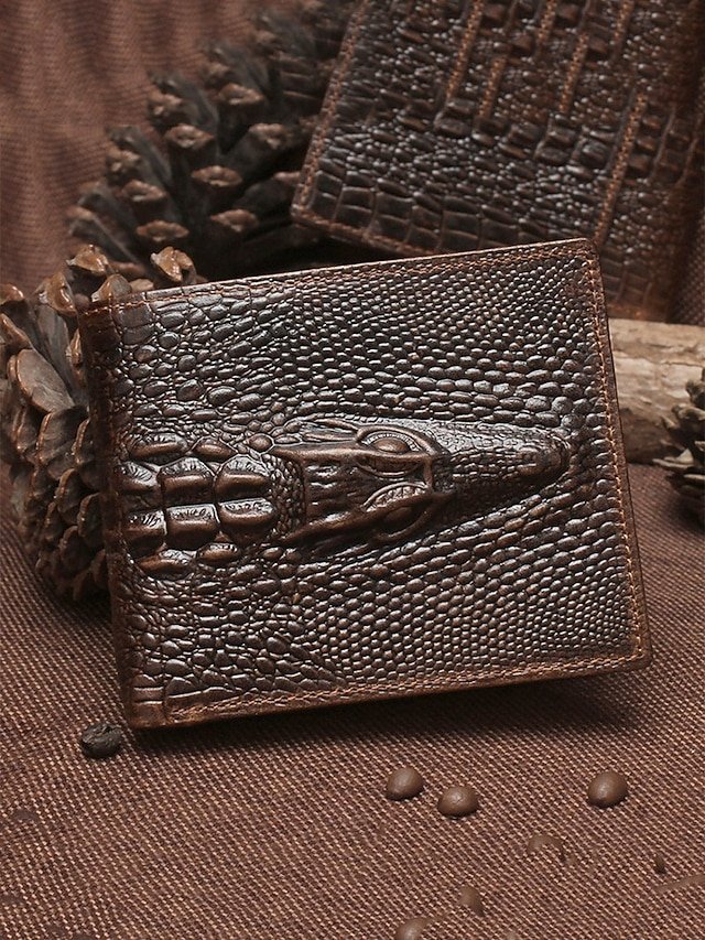 Men’s Genuine Leather Wallet with Crocodile Head Design - Image 2