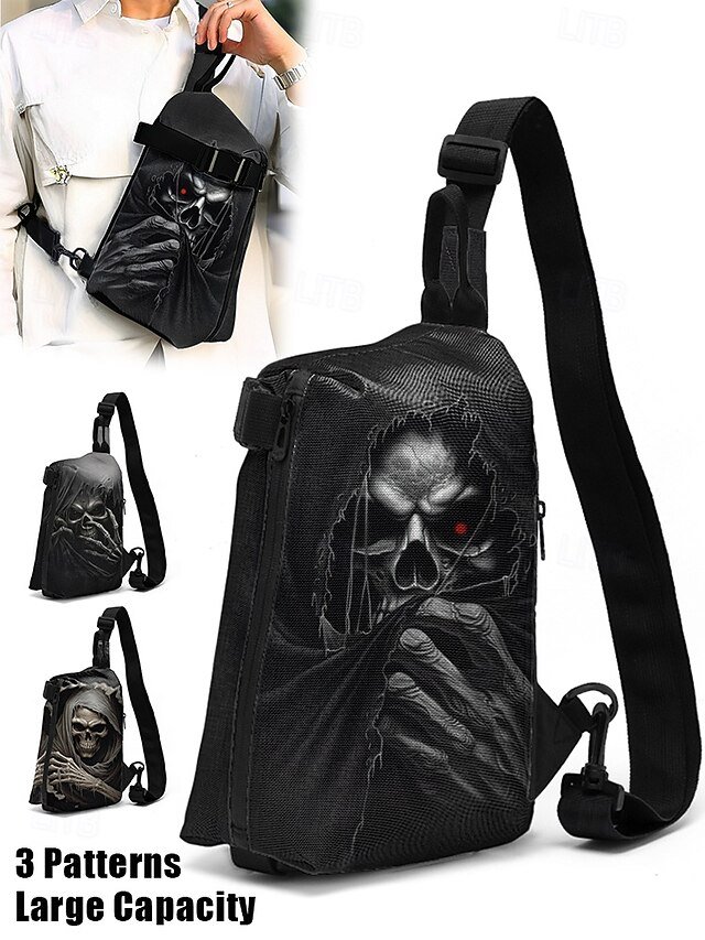 Men’s Gothic Skull Crossbody Bag - Image 2