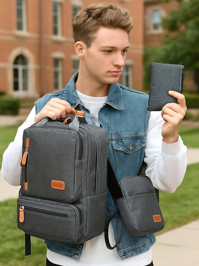 Men’s Large Capacity Multi-Pocket Backpack Set - Image 2