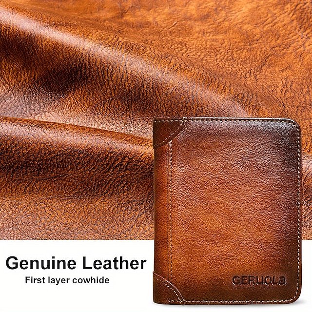 Men’s Large Capacity RFID Blocking Cowhide Leather Wallet - Image 2