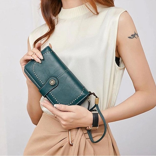 Women’s RFID Blocking Faux Leather Wallet with Buttons - Image 5