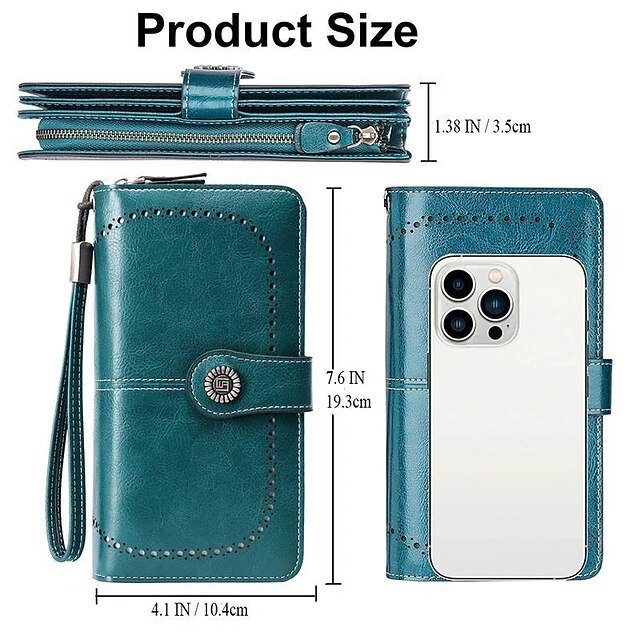 Women’s RFID Blocking Faux Leather Wallet with Buttons - Image 6