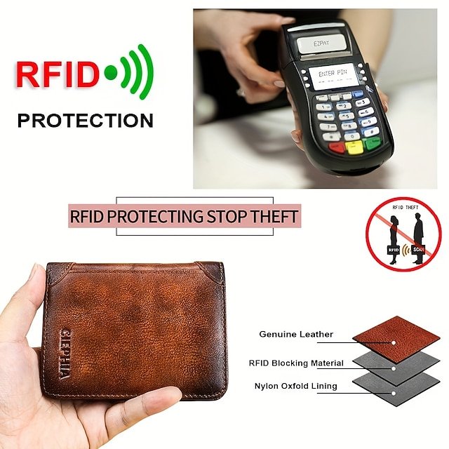 Men’s Large Capacity RFID Blocking Cowhide Leather Wallet - Image 6