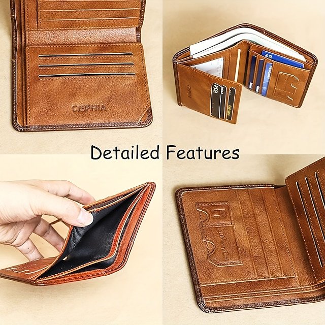 Men’s Large Capacity RFID Blocking Cowhide Leather Wallet - Image 8