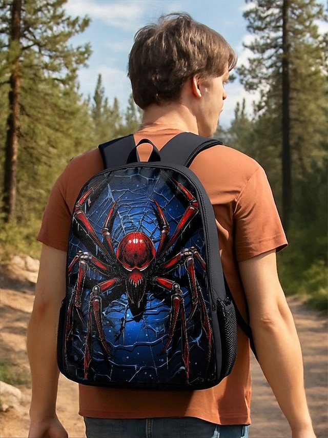 Men’s Large Capacity Spider Print Backpack - Image 2