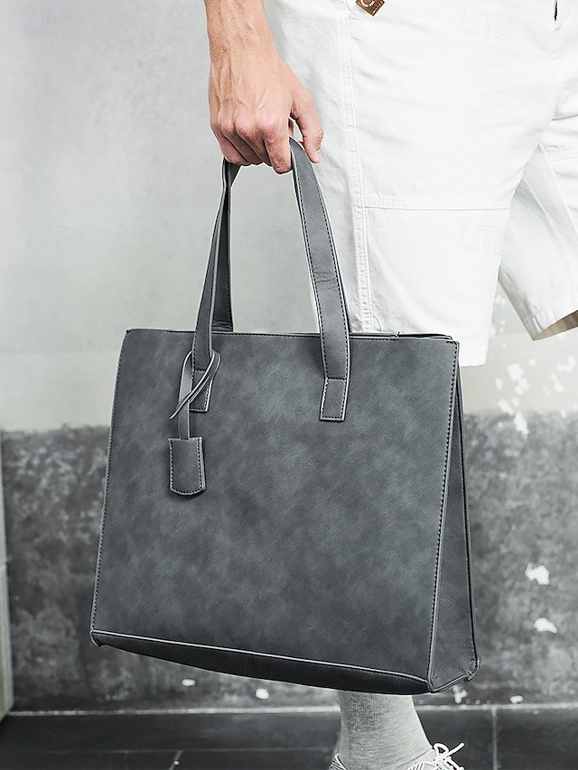 Men’s Large Faux Leather Tote Bag