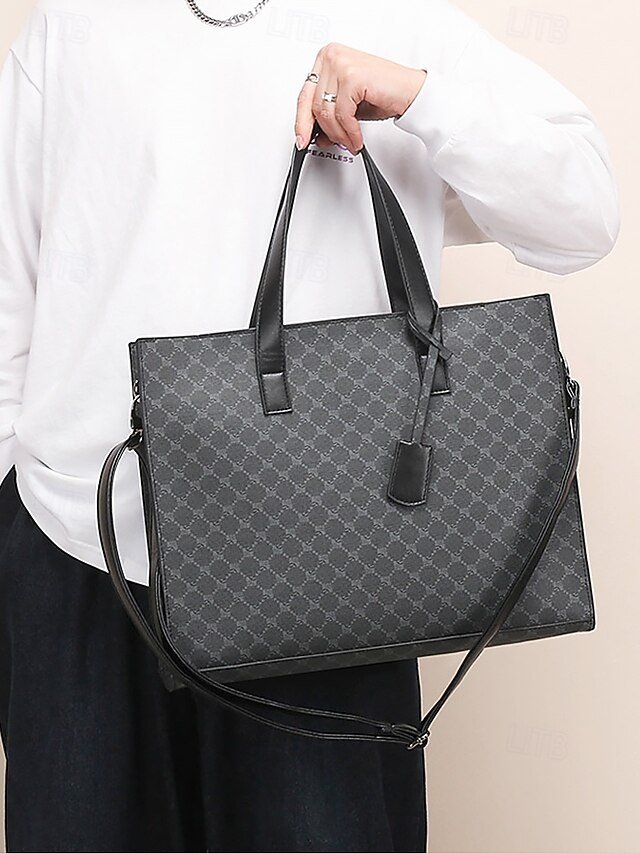 Men’s Large Faux Leather Tote Bag - Image 5