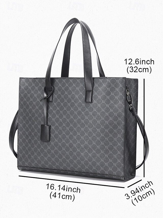 Men’s Large Faux Leather Tote Bag - Image 6