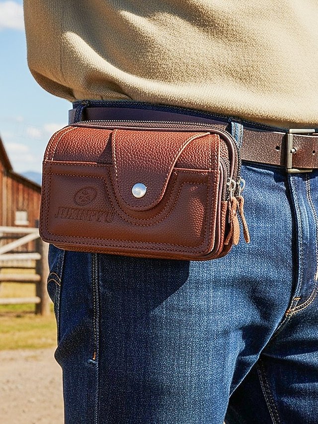 Men’s Leather Belt Bag Wallet - Image 2