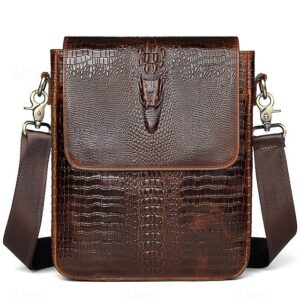 Men’s Luxury Crocodile Embossed Leather Satchel