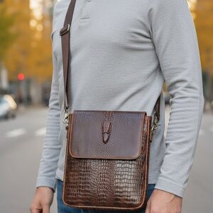 Alternative view of Men’s Luxury Crocodile Embossed Leather Satchel