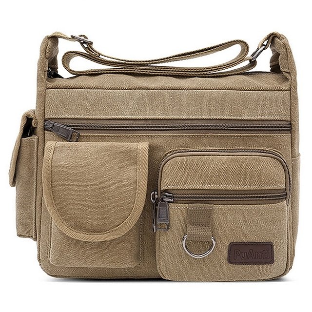 Men’s Multi-Pocket Canvas Crossbody Messenger Bag - Image 3