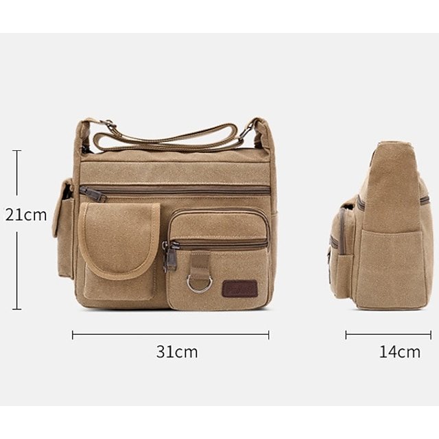 Men’s Multi-Pocket Canvas Crossbody Messenger Bag - Image 4