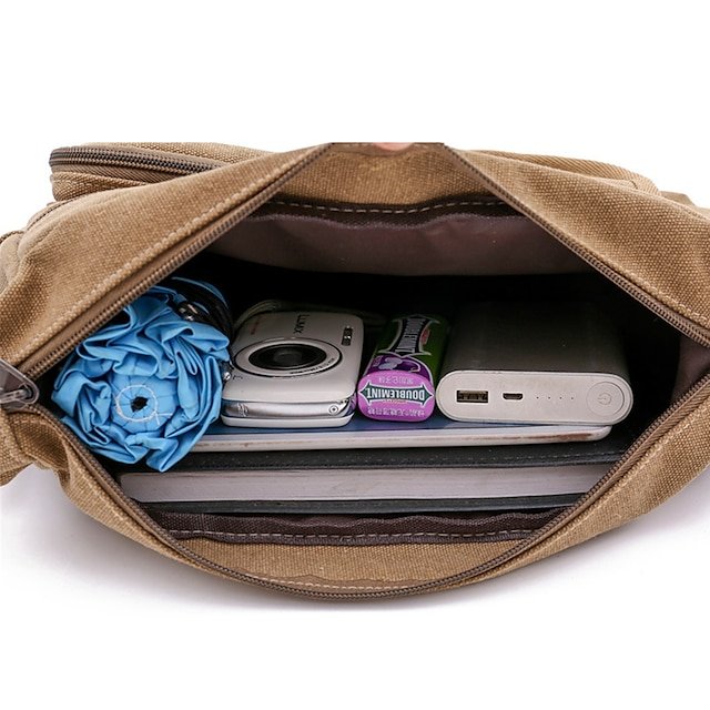 Men’s Multi-Pocket Canvas Crossbody Messenger Bag - Image 5
