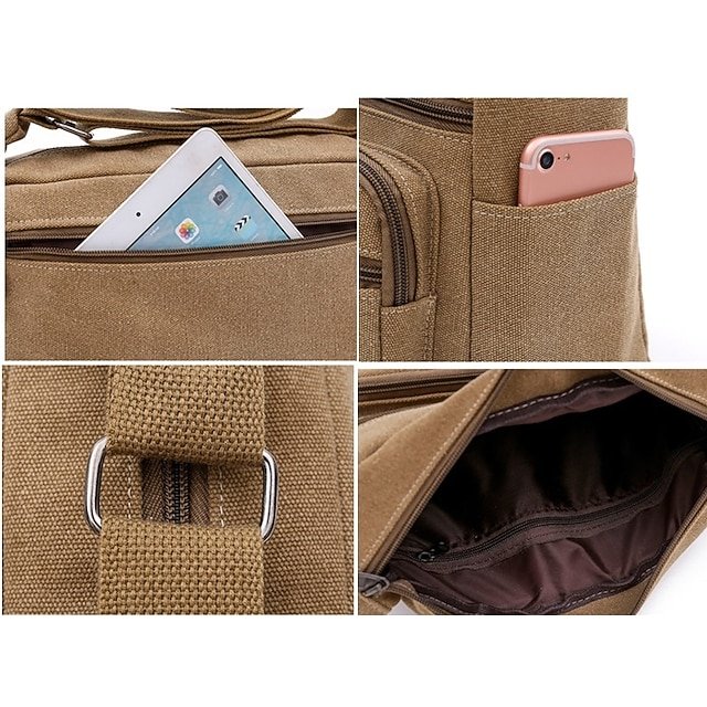 Men’s Multi-Pocket Canvas Crossbody Messenger Bag - Image 6