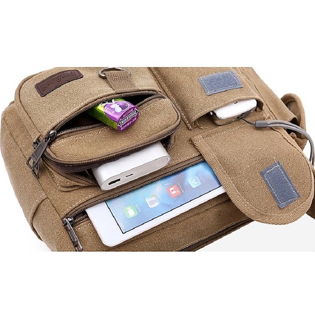 Men’s Multi-Pocket Canvas Crossbody Messenger Bag - Image 7