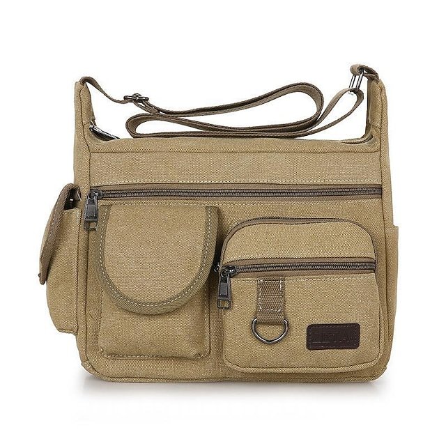 Men’s Multi-Pocket Canvas Crossbody Messenger Bag - Image 8