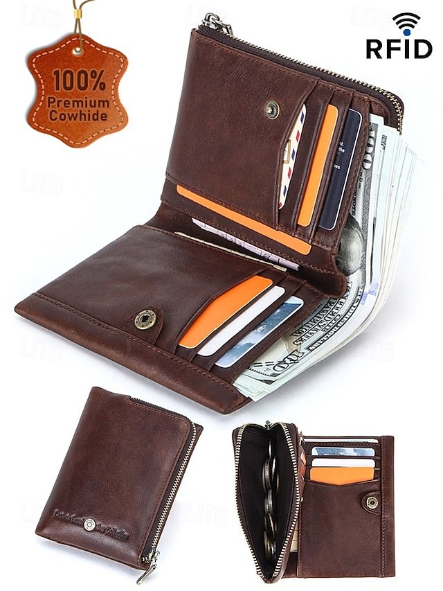 Men’s RFID Blocking Cowhide Leather Bifold Wallet - Image 3