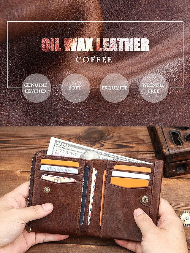 Men’s RFID Blocking Cowhide Leather Bifold Wallet - Image 6