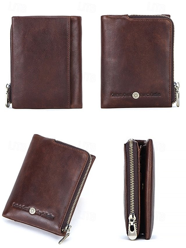 Men’s RFID Blocking Cowhide Leather Bifold Wallet - Image 7