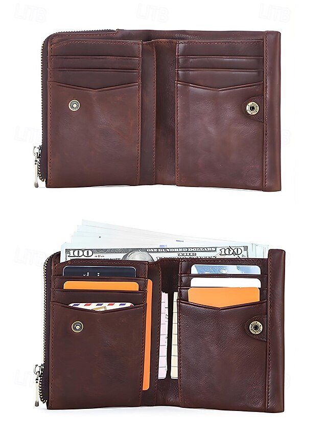 Men’s RFID Blocking Cowhide Leather Bifold Wallet - Image 8
