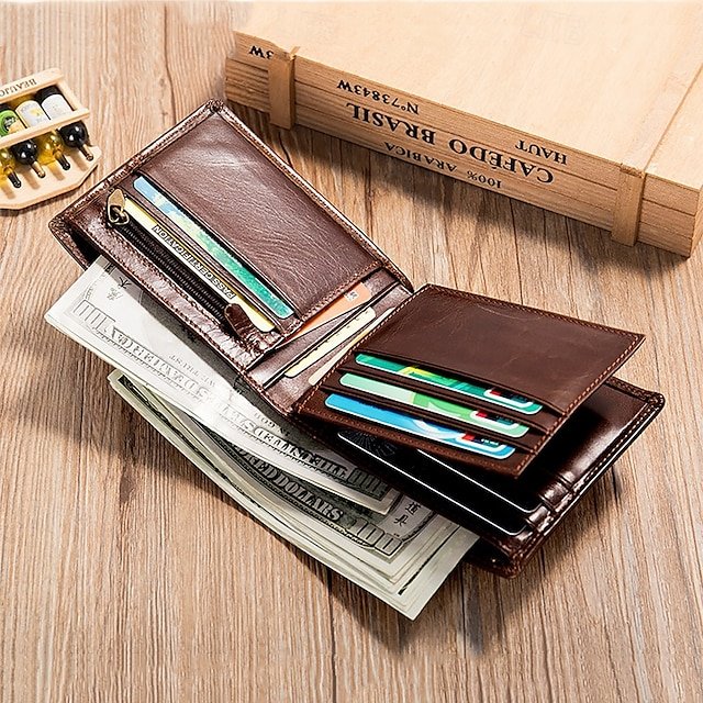 Men’s Leather Wallet with Decorative stitching - Image 2