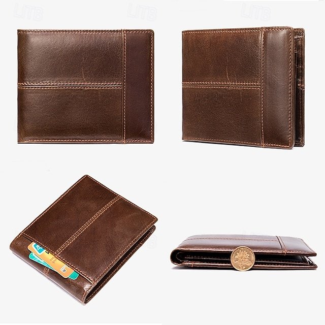 Men’s Leather Wallet with Decorative stitching - Image 4
